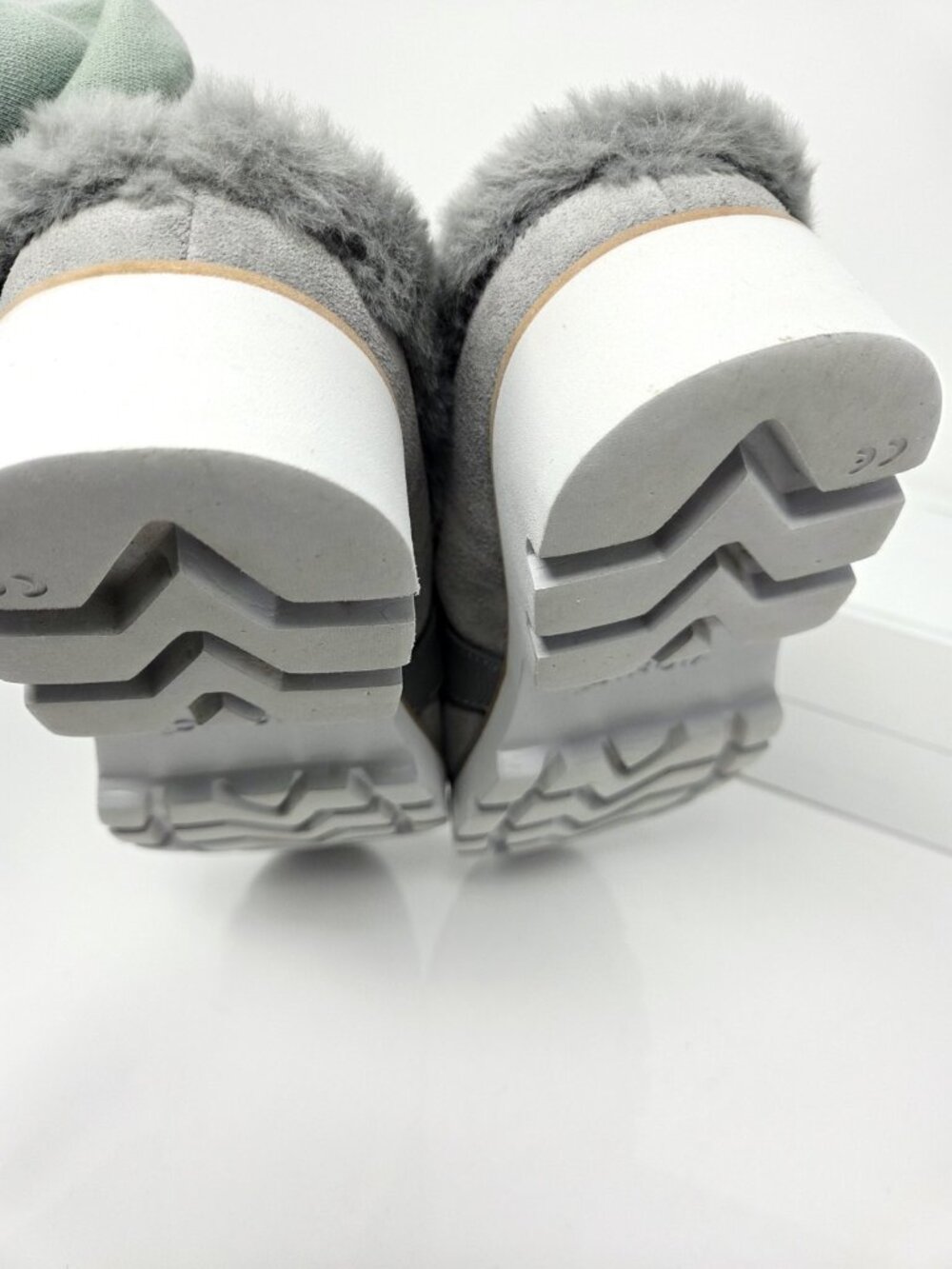 Vionic Shoes Women 8 Kailen Mules Gray Suede Shearling Lining Lug Sole Slides - Picture 8 of 9